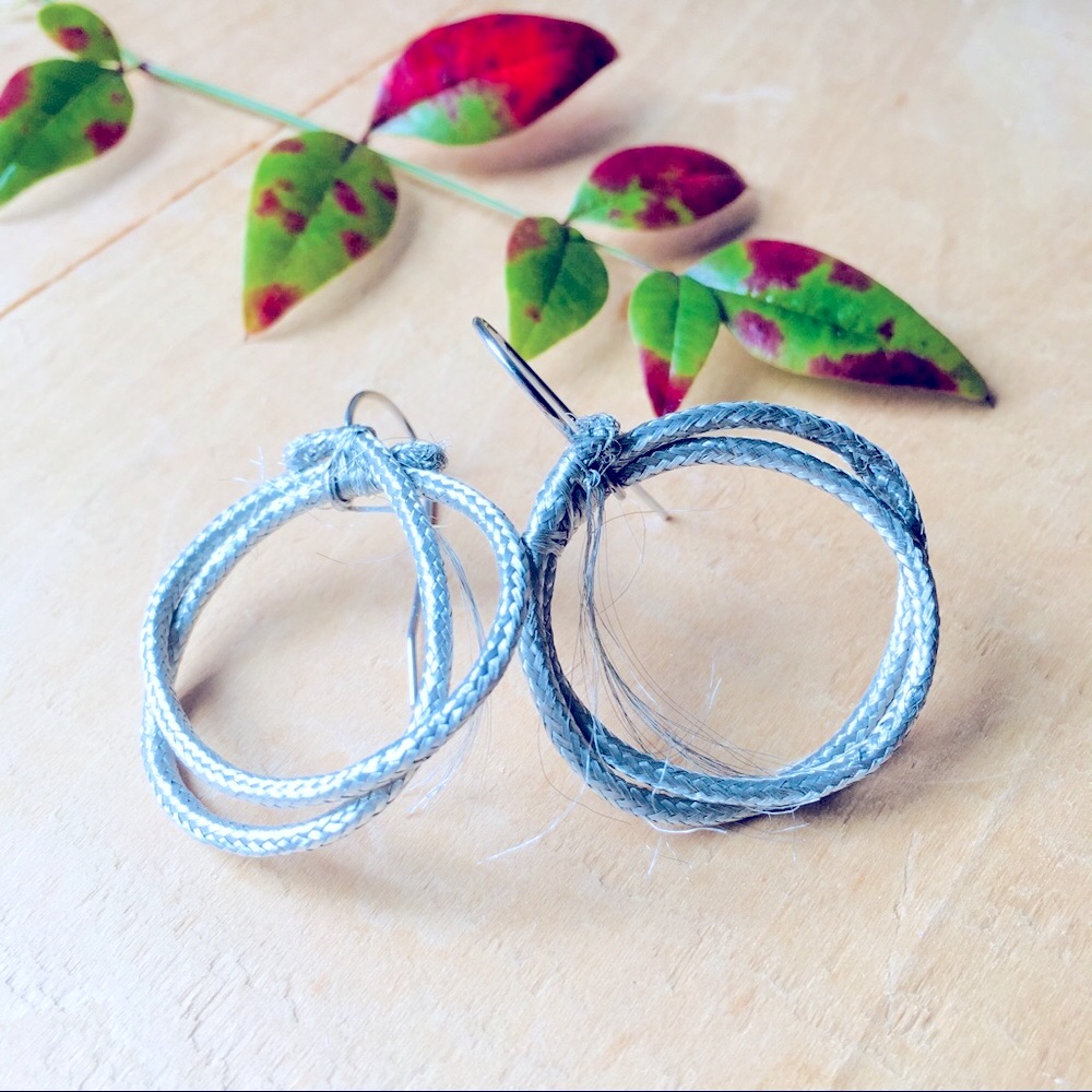 Double Circular Silver Wreath Pendant Earrings